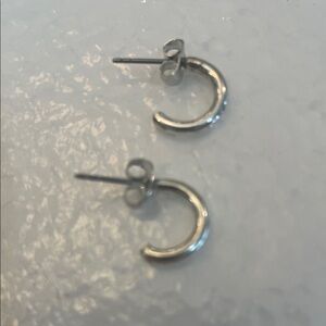 Silpada Silver Hoop Earrings butterfly backs for pierced ears contemporary